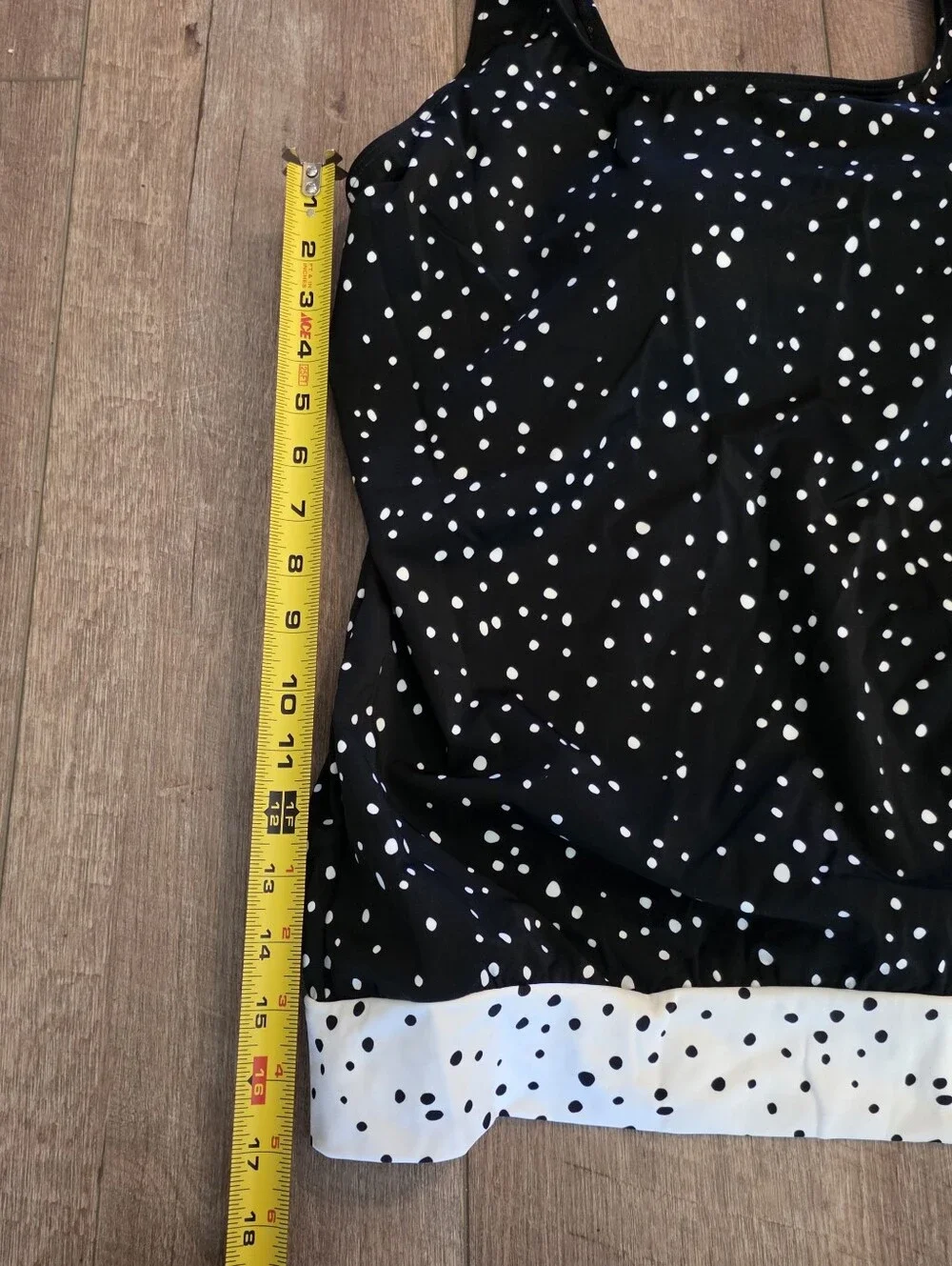Swimsuits For All Women's Side Tie Blouson Tankini Top Polka Dot 16 NWOT